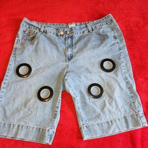 22W Plus Women's Denim Shorts w/ Cut Outs by Just my Size One of a Kind Custom